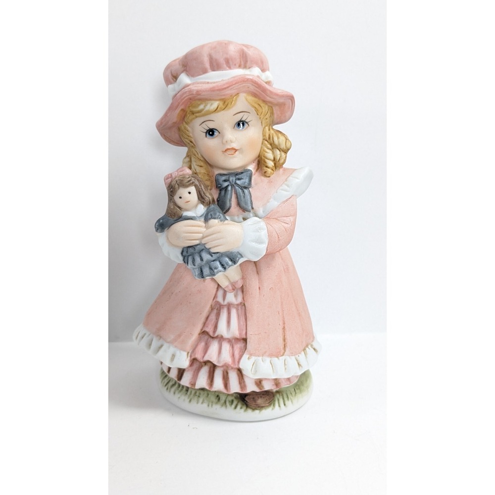 Vintage Homco #1419‎ Figurine Little Girl with Baby Doll 6inch Tall
